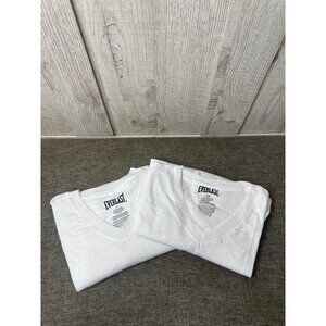 Everlast Mens White V Neck T-Shirts Medium 2 Pk Lightweight Casual Layering